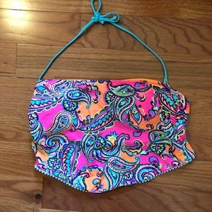 Fun Neon Paisley Print Bandeau Bikini Top